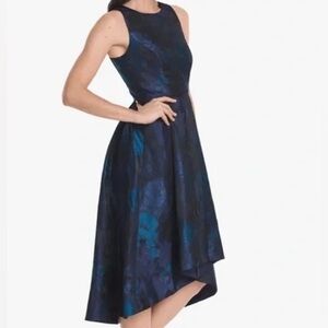 White House Black Market Blue/Green Floral High-Low Sleeveless Dress – Size 8